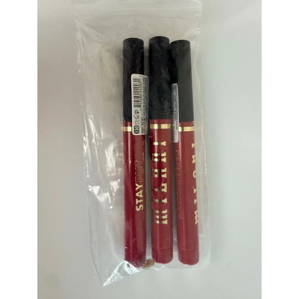 Milani Stay Put Matte Lip Crayon Lot of 3 130 Crazy For You Red NWT NEW